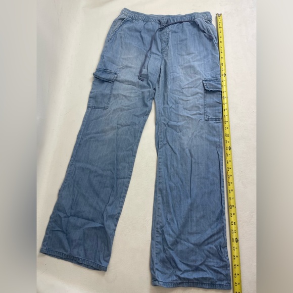 Sanctuary/Cargo Pants/size Large. Denim Wide Leg Sky Blue. - Picture 7 of 13